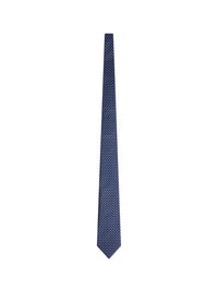 Paisley-patterned silk satin tie - Navy