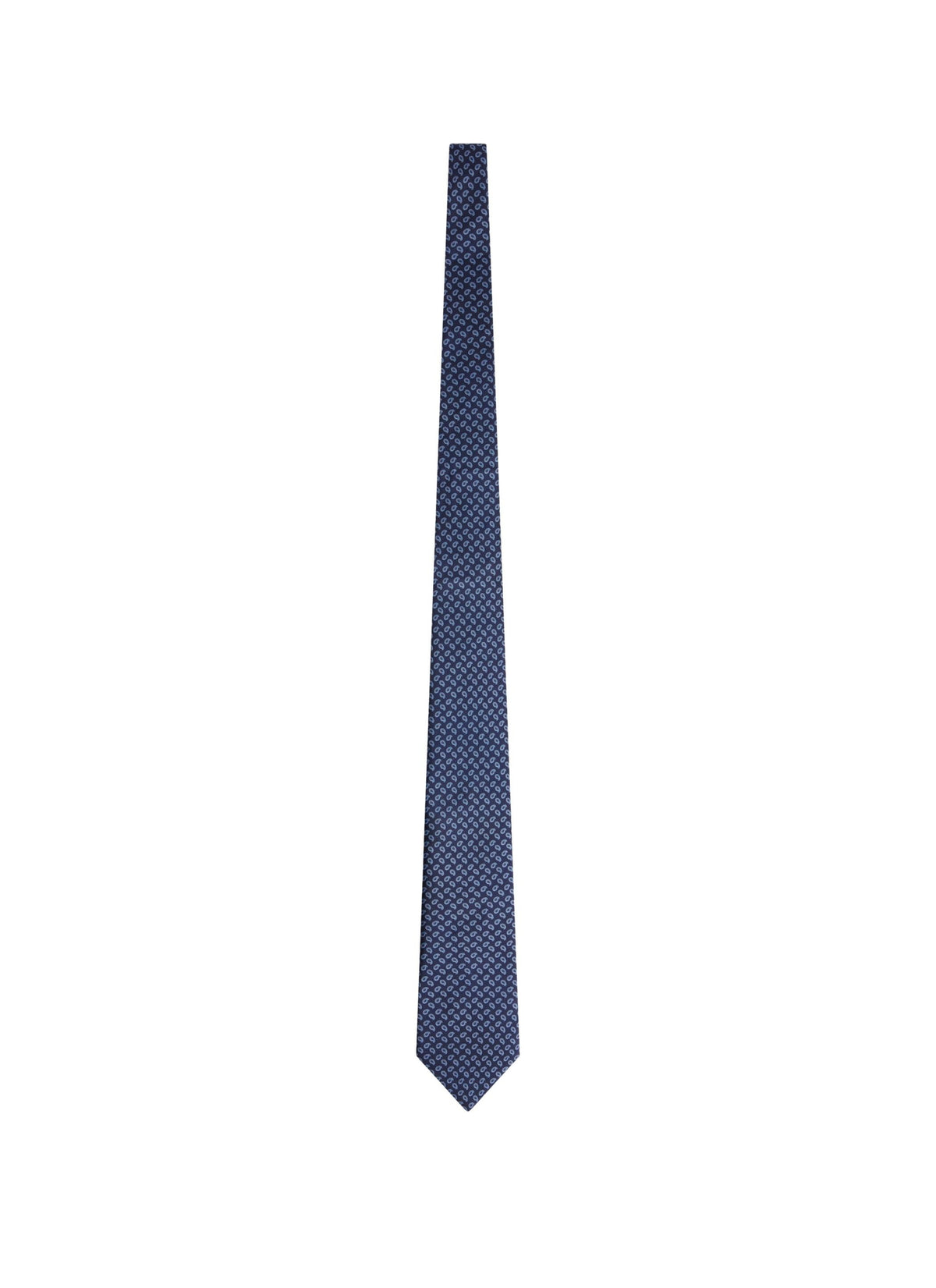 Paisley-patterned silk satin tie - Navy