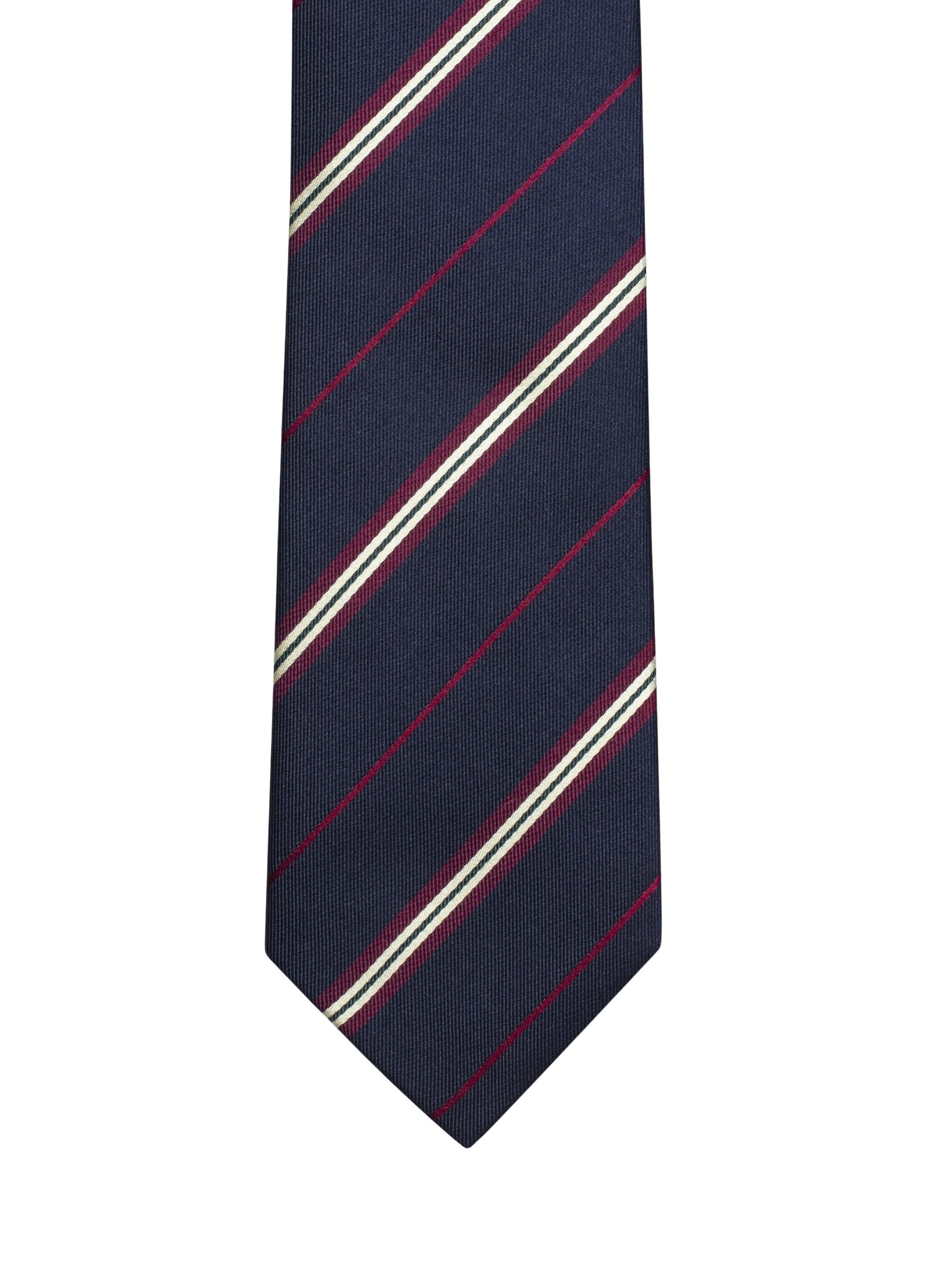 Jacquard silk stripe tie - Navy