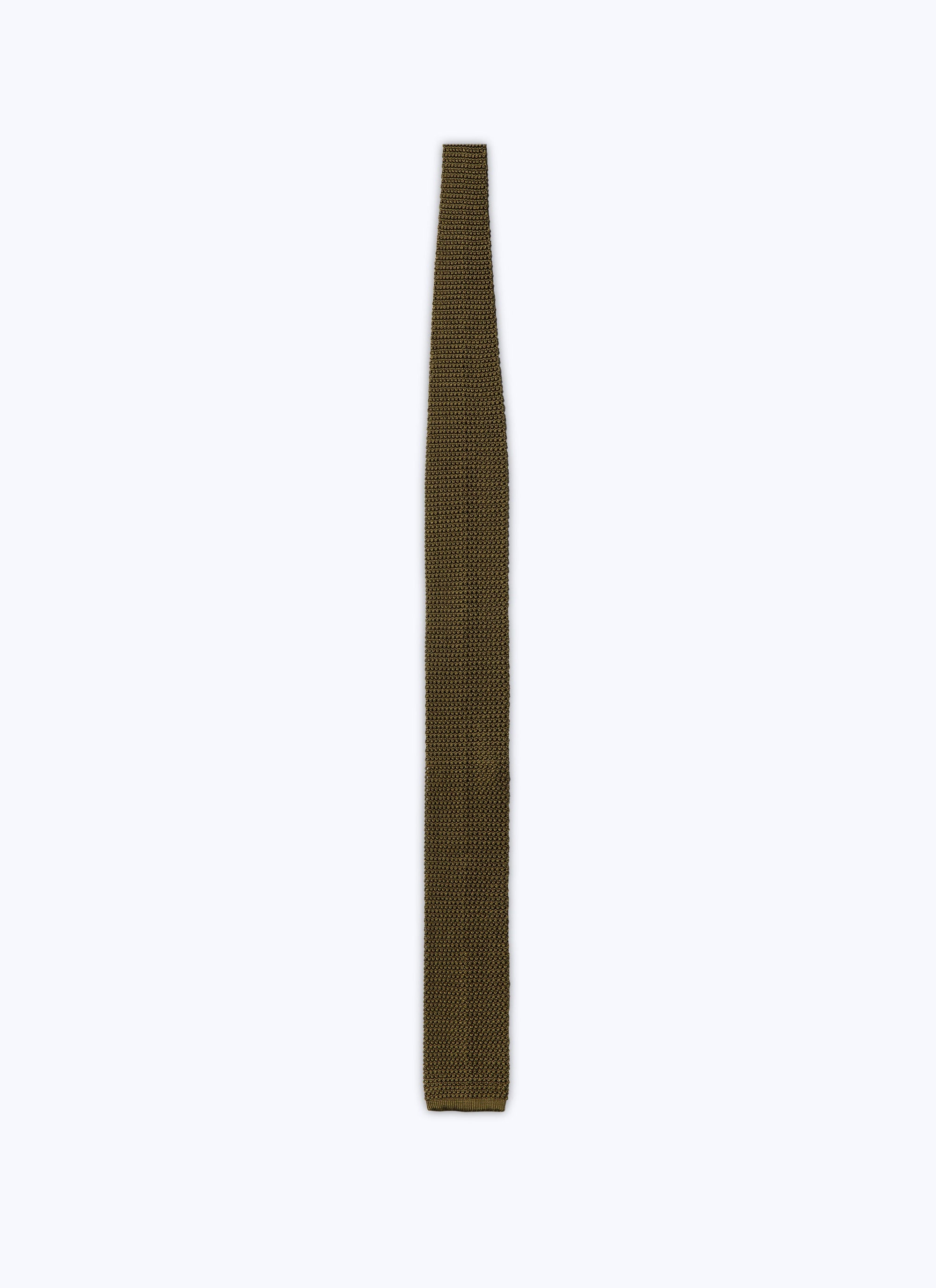 Silk knit tie - Olive green