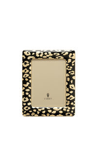 Gold and enamel leopard print frame - Black & Gold