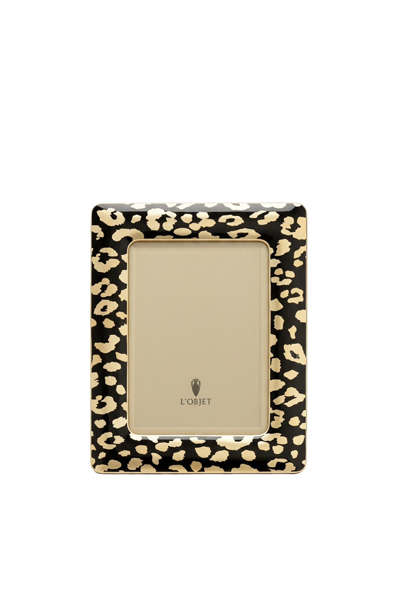 Gold and enamel leopard print frame - Black & Gold