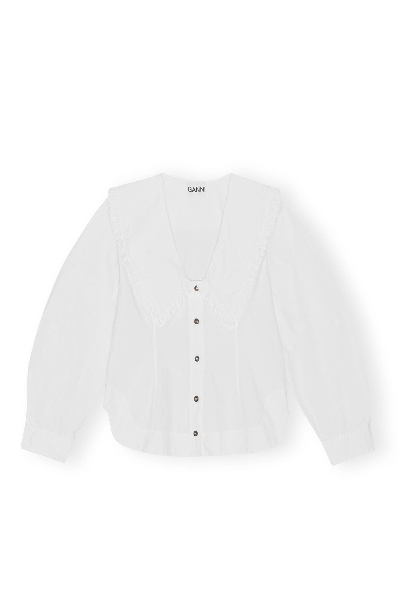 Chemise à col V avec volants - Bright White