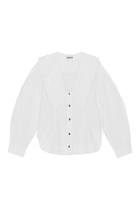 V-neck shirt with ruffles - Bright White