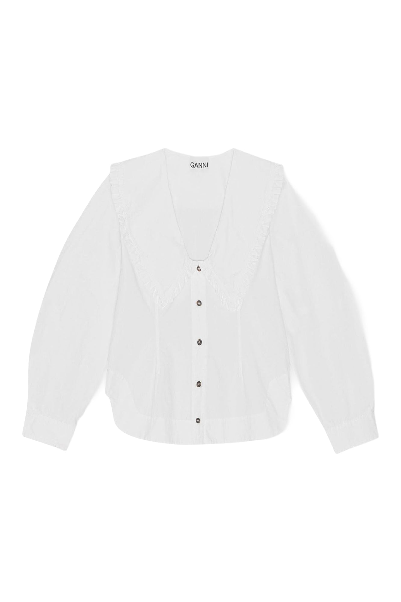V-neck shirt with ruffles - Bright White