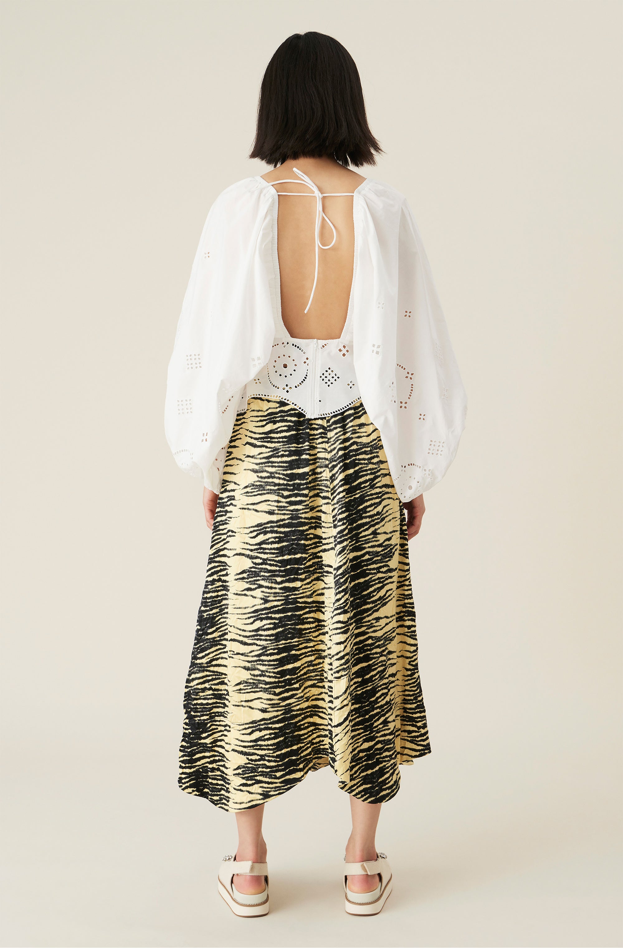 Blouse dos nu en broderie anglaise - Bright White