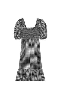 Robe midi en seersucker à carreaux - Black