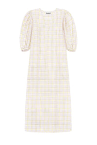 Robe mi longue à col V et carreaux en tissu - Multicolour