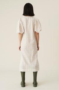Robe mi longue à col V et carreaux en tissu - Multicolour