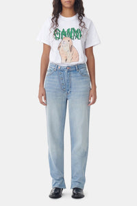 Pantalon Figni taille basse en denim - Light Blue Vintage