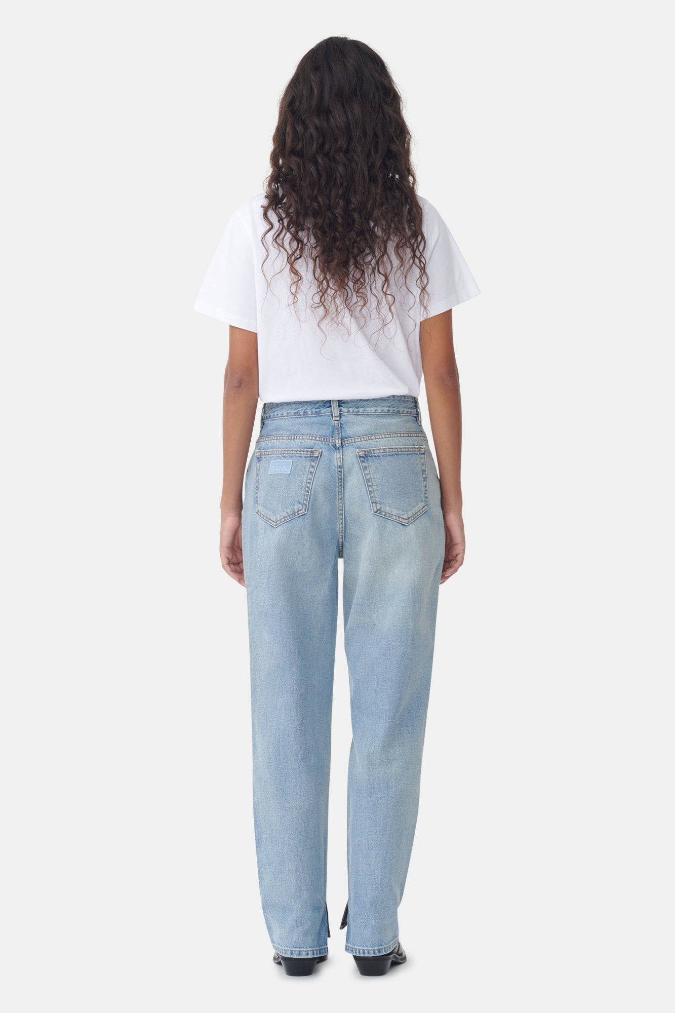 Pantalon Figni taille basse en denim - Light Blue Vintage
