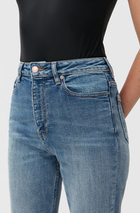 Pantalon taille haute Cutye en denim - Mid Blue Vintage