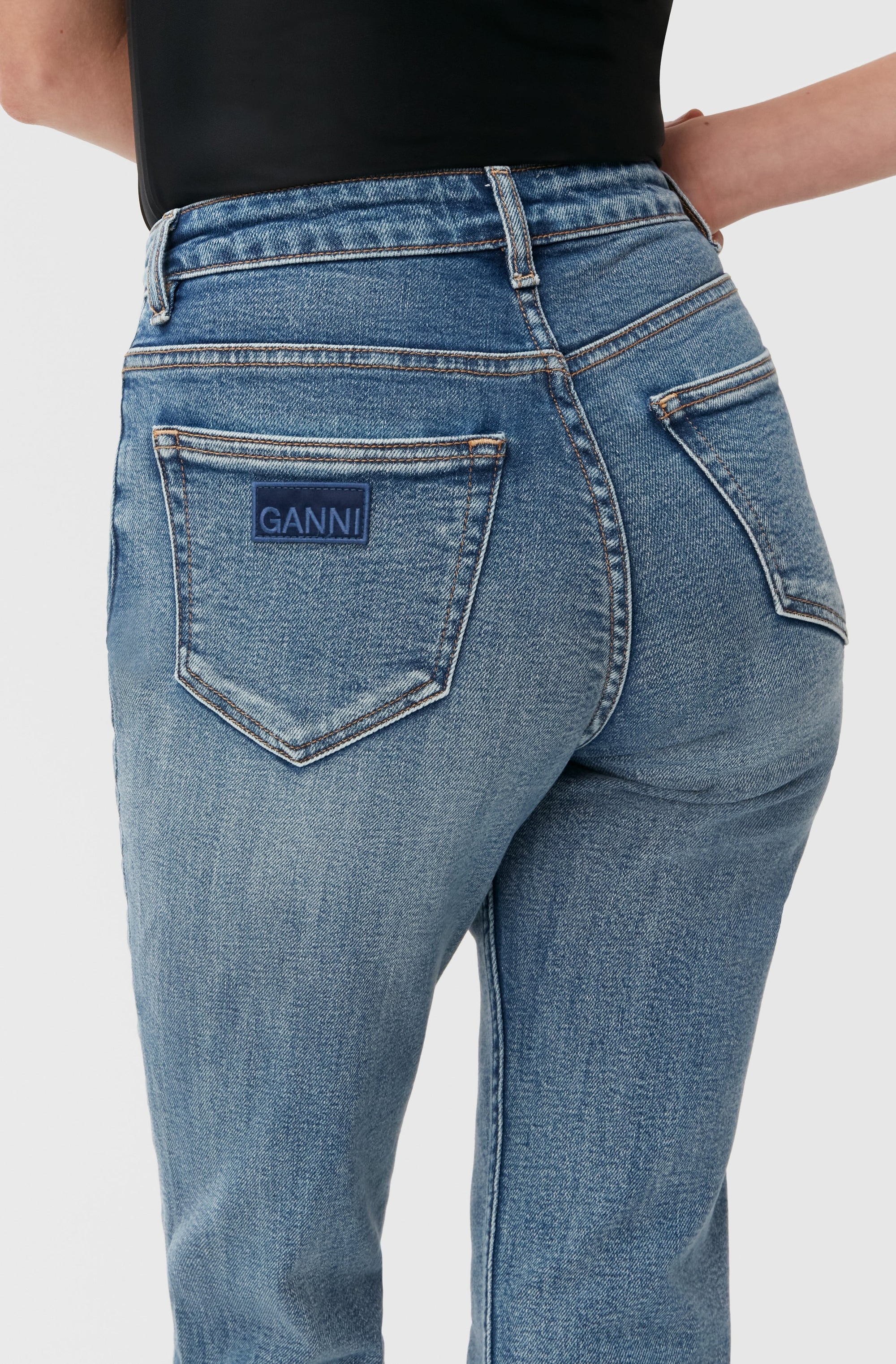 Pantalon taille haute Cutye en denim - Mid Blue Vintage