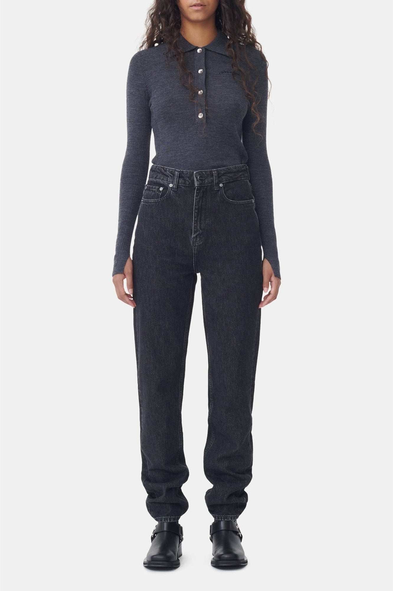 Pantalon Swigy en denim - Black & White Stone