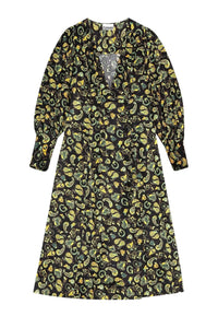 Robe portefeuille longue en satin - Black