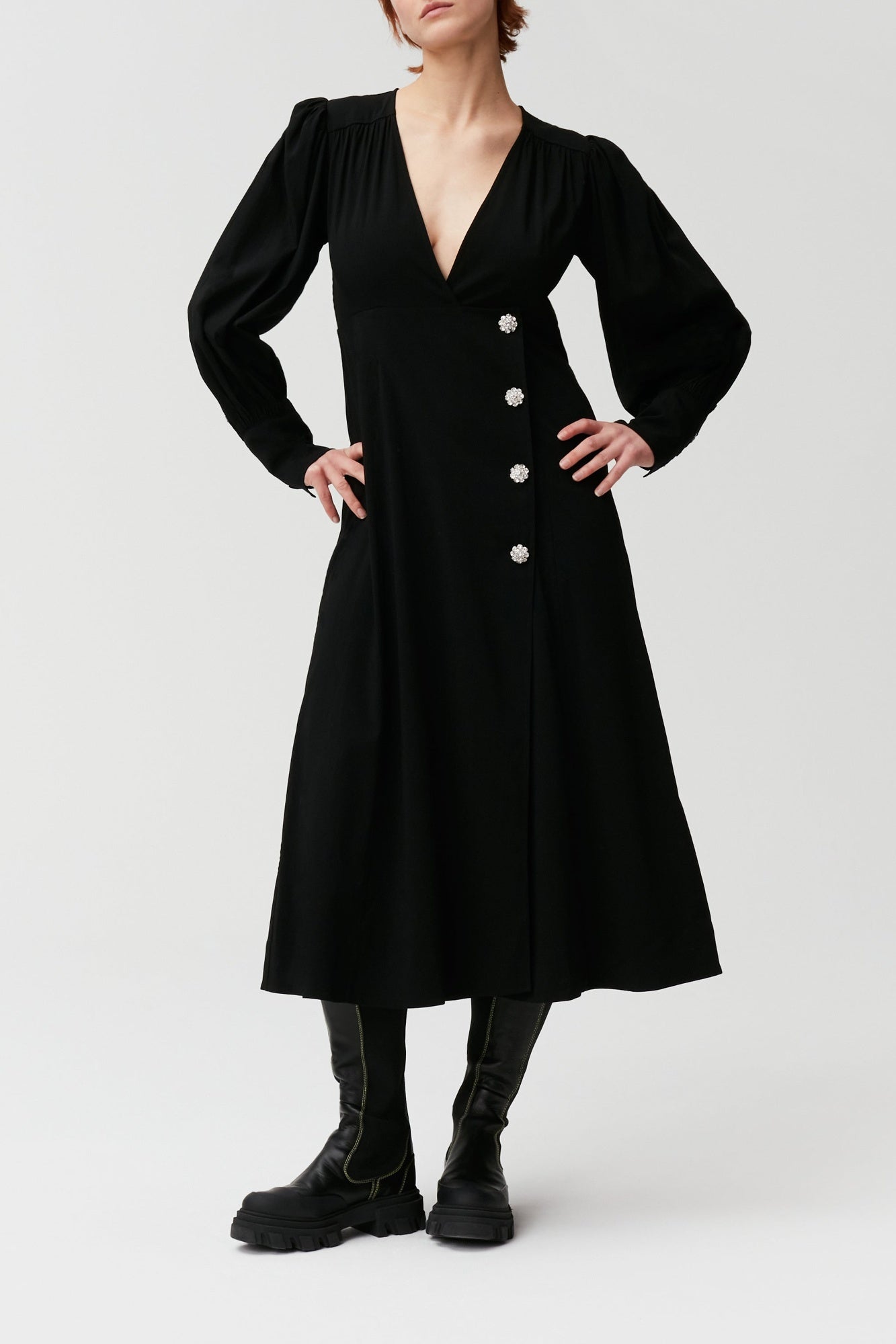 Midi wrap dress - Black