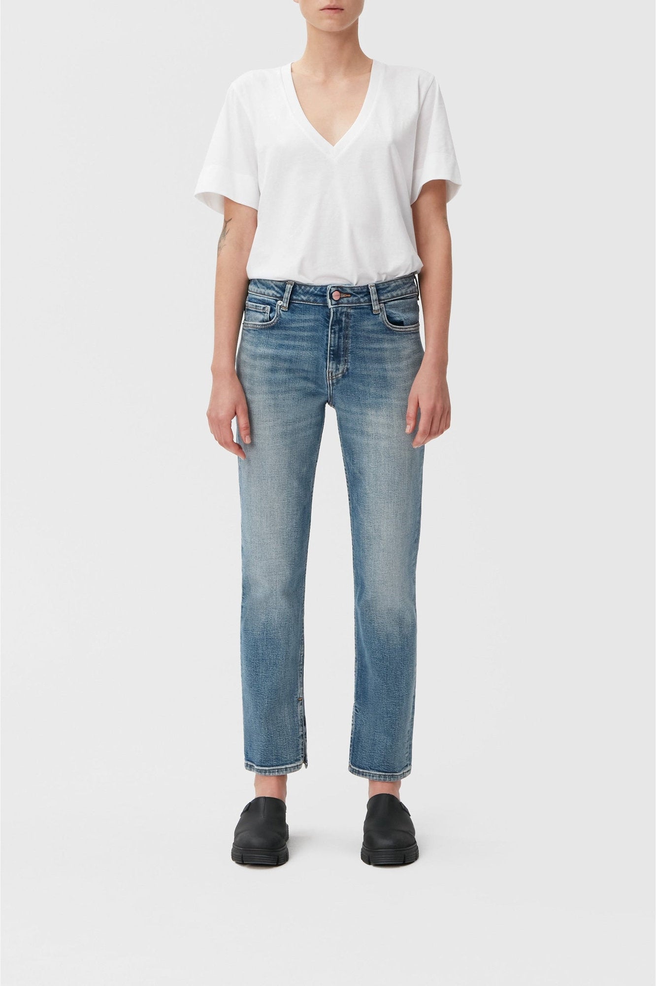 Pantalon droit Beksi en denim - Mid Blue Vintage