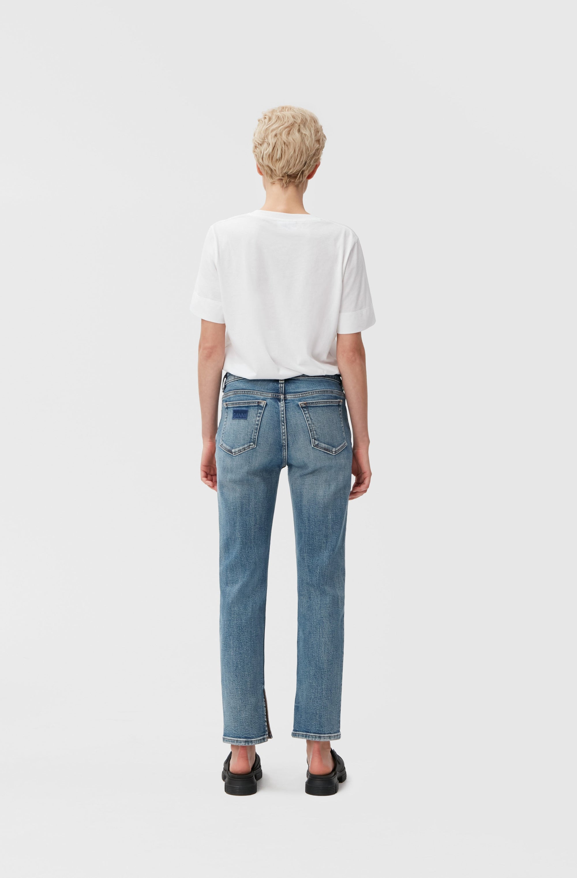 Pantalon droit Beksi en denim - Mid Blue Vintage