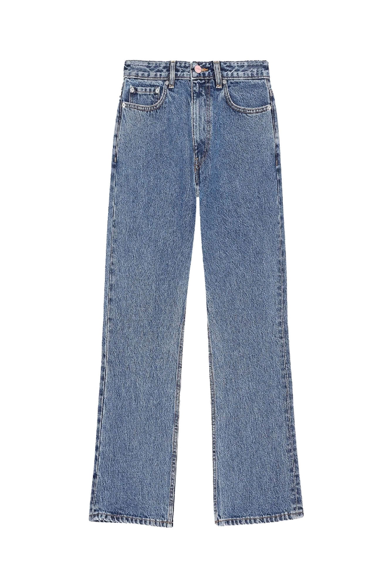 Pantalon taille haute Betzy en denim - Mid Blue Stone