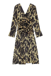 Gathered silk midi dress - Black