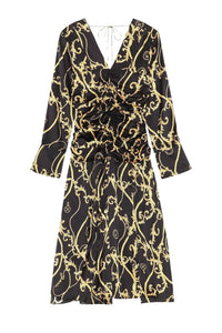 Robe midi froncée en soie - Black