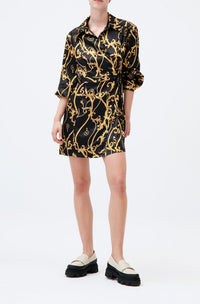 Robe courte portefeuille en soie - Black
