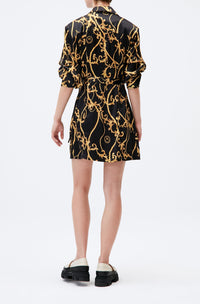 Robe courte portefeuille en soie - Black