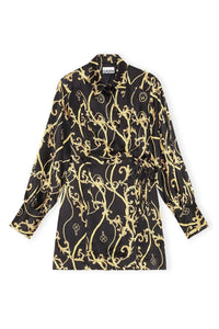 Robe courte portefeuille en soie - Black