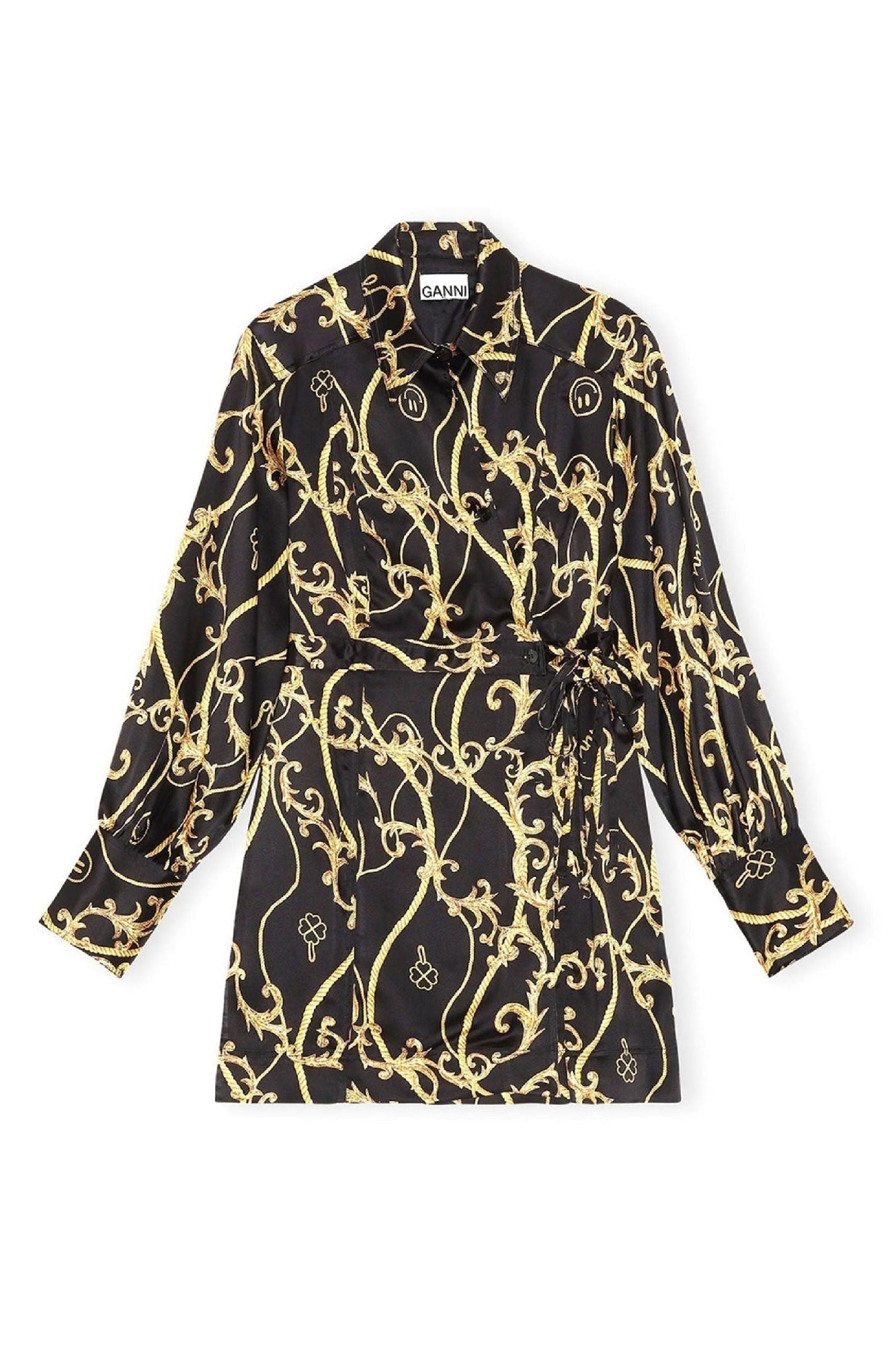 Robe courte portefeuille en soie - Black