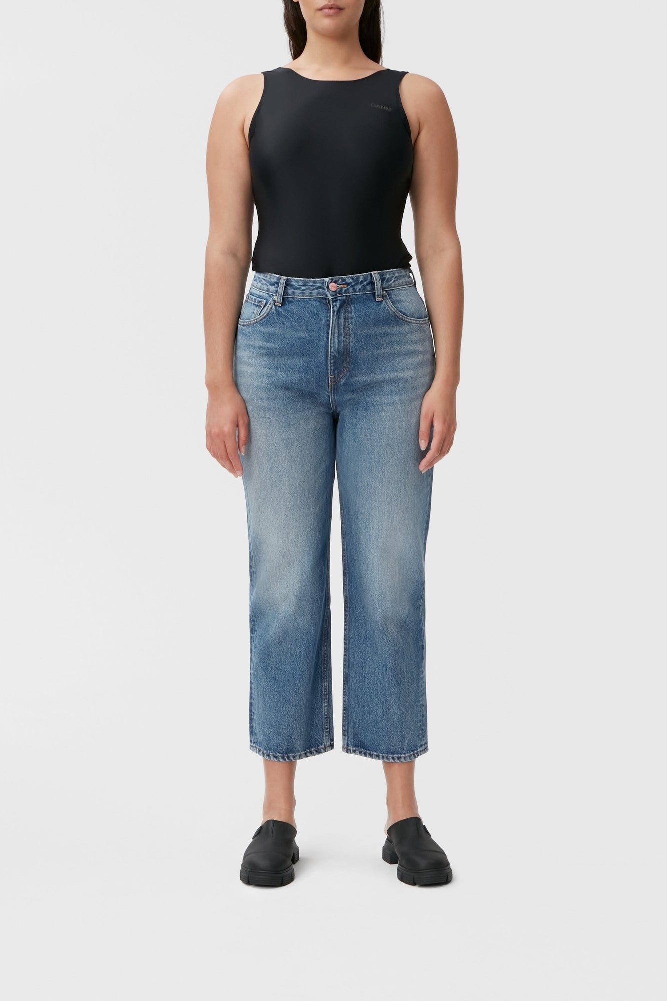Pantalon Misy Cropped en denim - Mid Blue Vintage