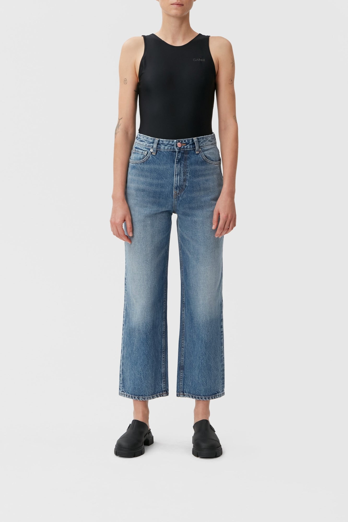 Pantalon Misy Cropped en denim - Mid Blue Vintage