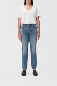 Pantalon taille haute Swigy en denim - Mid Blue Vintage