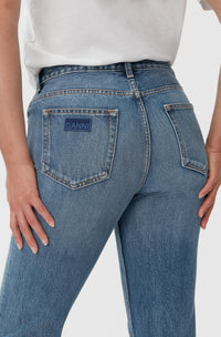 Pantalon taille haute Swigy en denim - Mid Blue Vintage