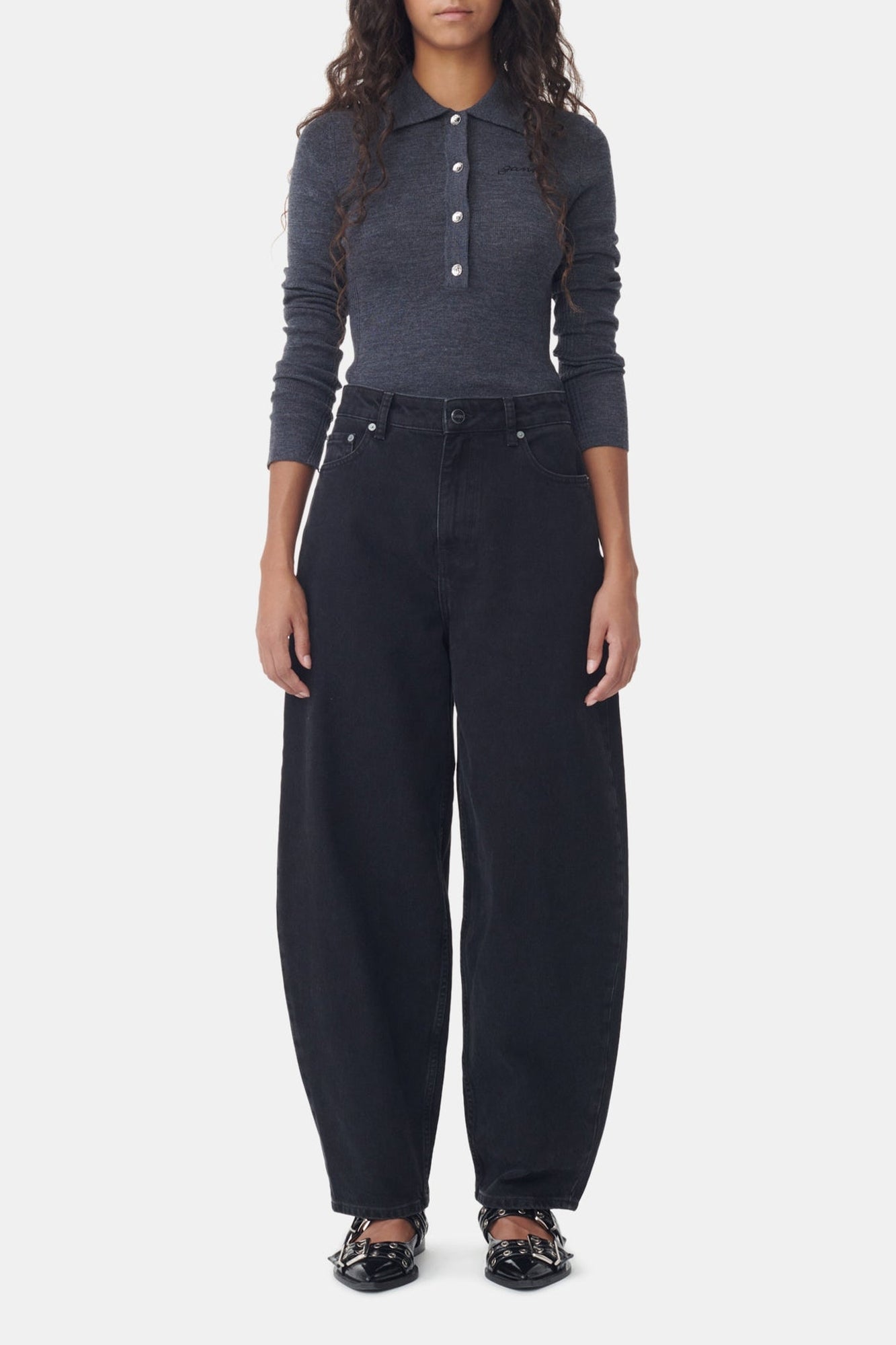 Pantalon rigide Stary en denim - Washed Black
