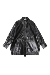 Veste oversize en cuir - Black
