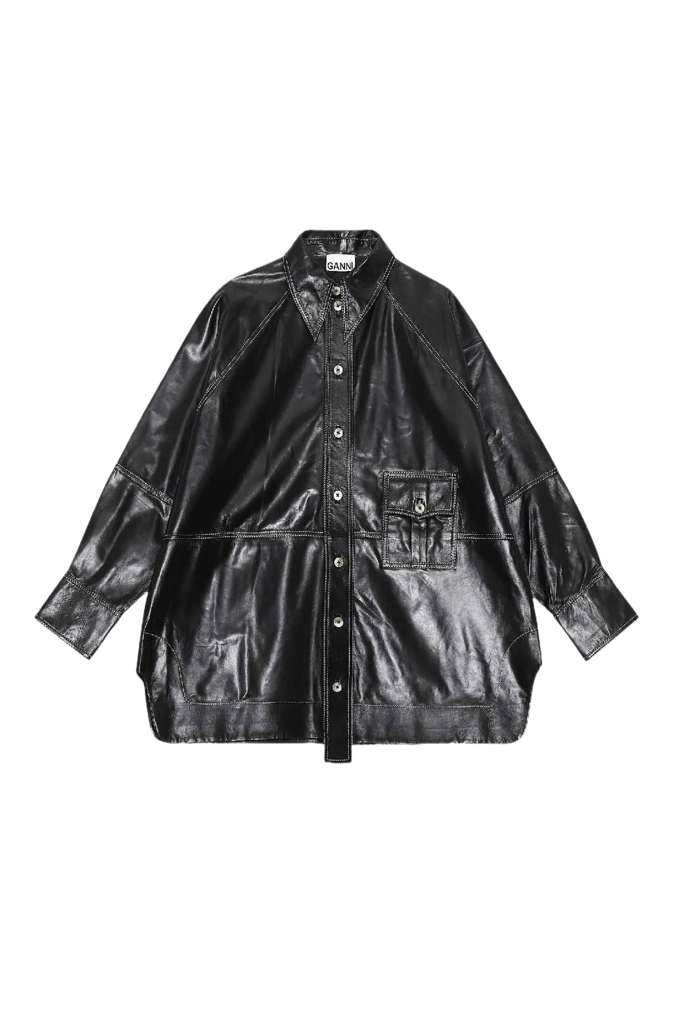 Veste oversize en cuir - Black