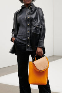 Oversized leather jacket - Black