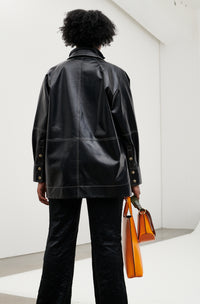 Veste oversize en cuir - Black