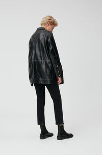 Veste oversize en cuir - Black