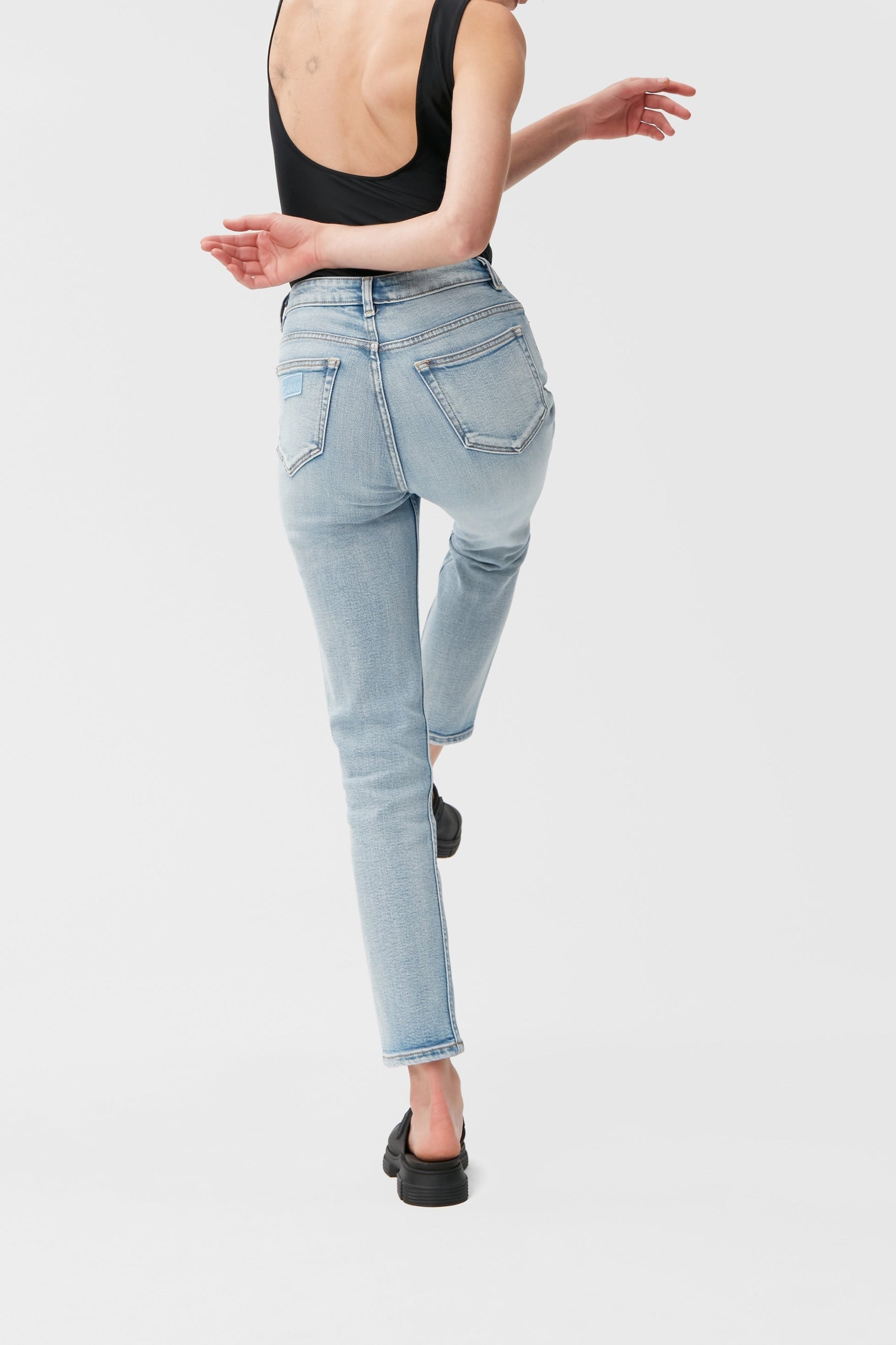 Pantalon court Cutye en denim - Light Blue Vintage
