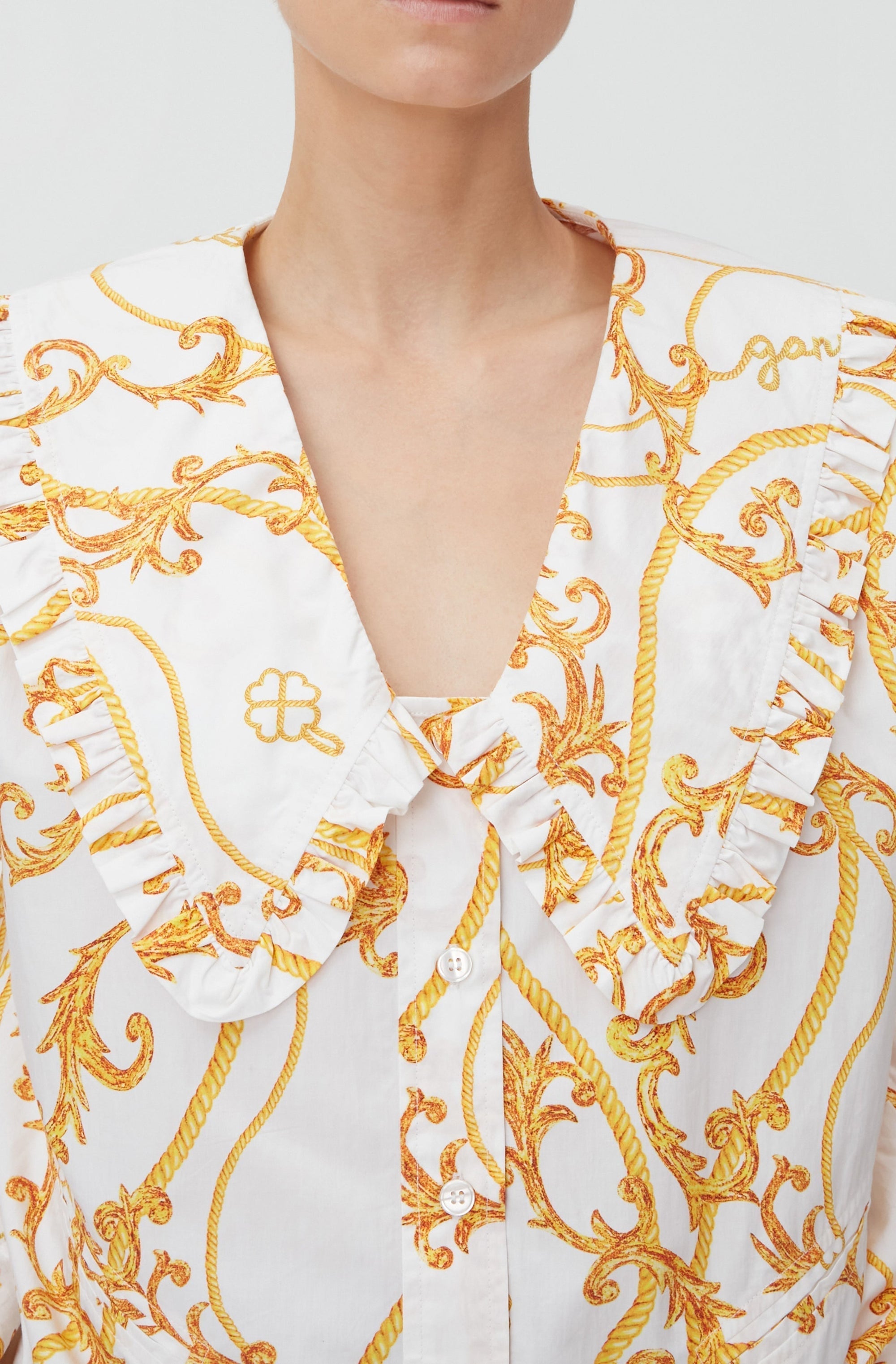 V-neck casual shirt - Egret