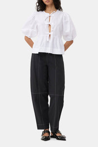 Pantalon ample de coton en crêpe - Black