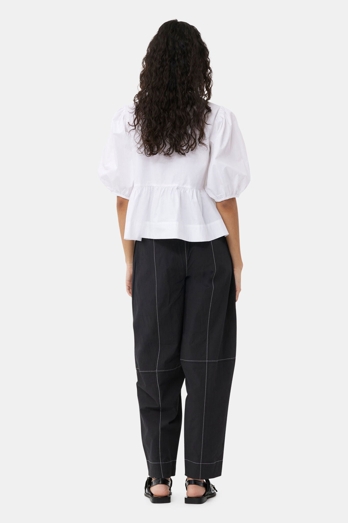 Pantalon ample de coton en crêpe - Black