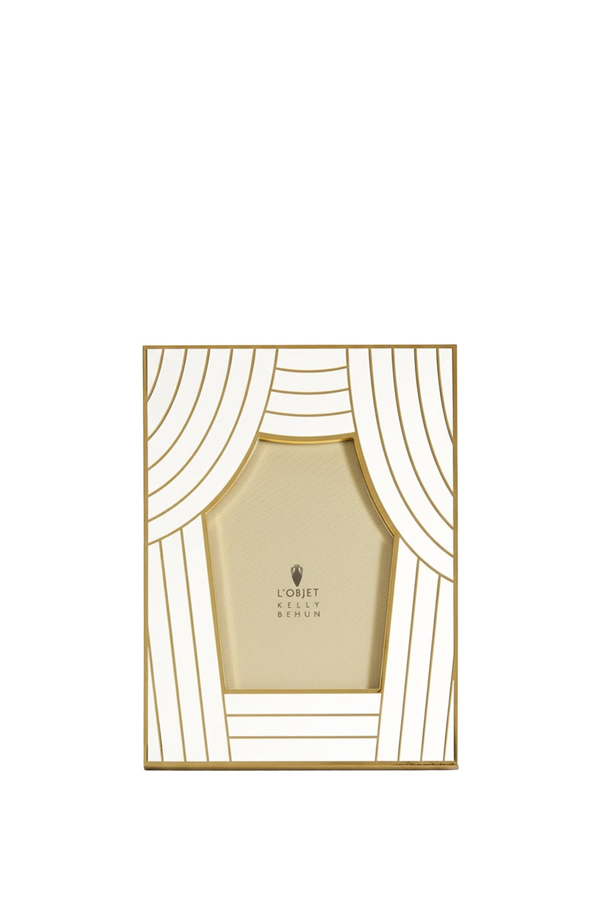 Petit cadre rideau Kelly Behun - Blanc & Or