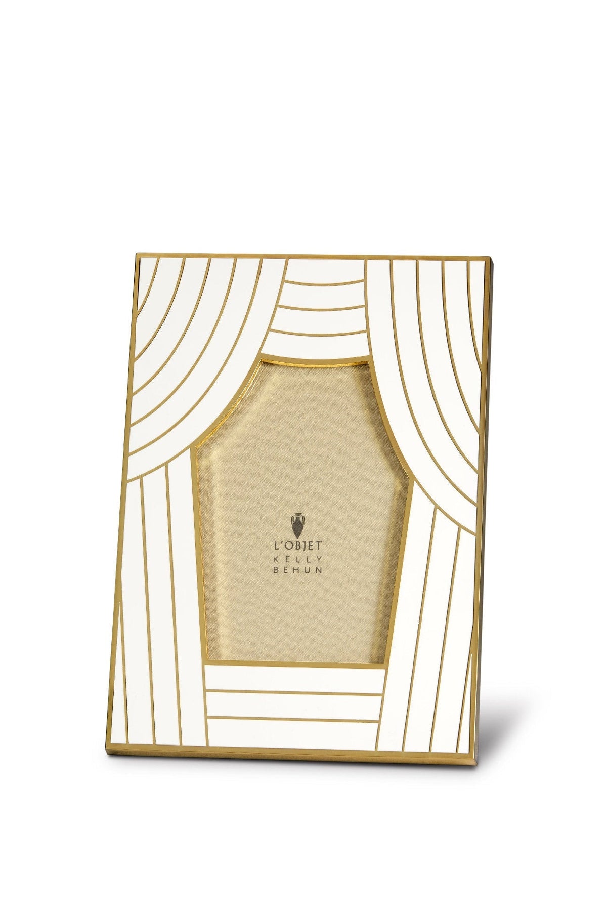 Petit cadre rideau Kelly Behun - Blanc & Or