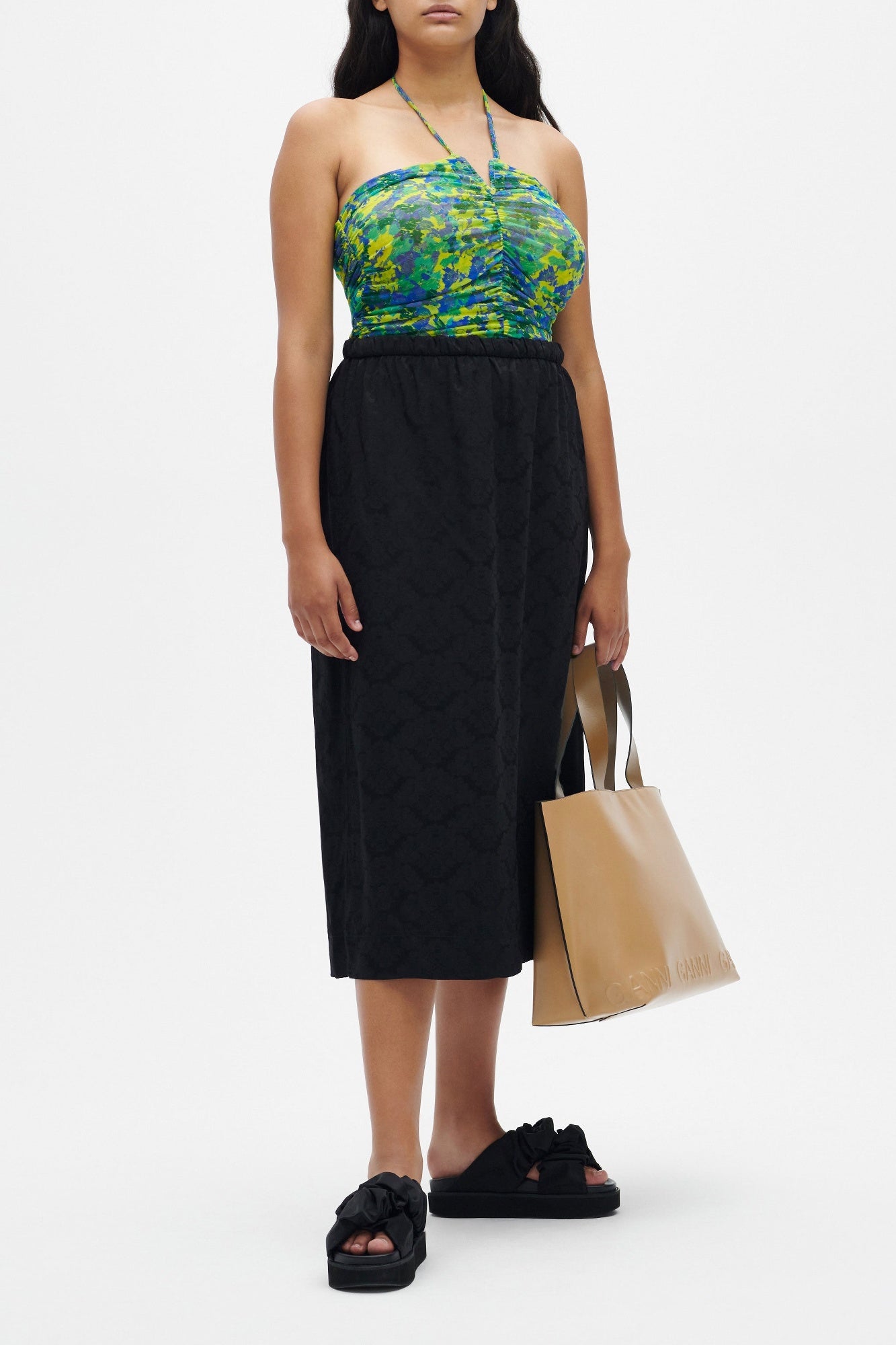 Jacquard midi skirt - Black