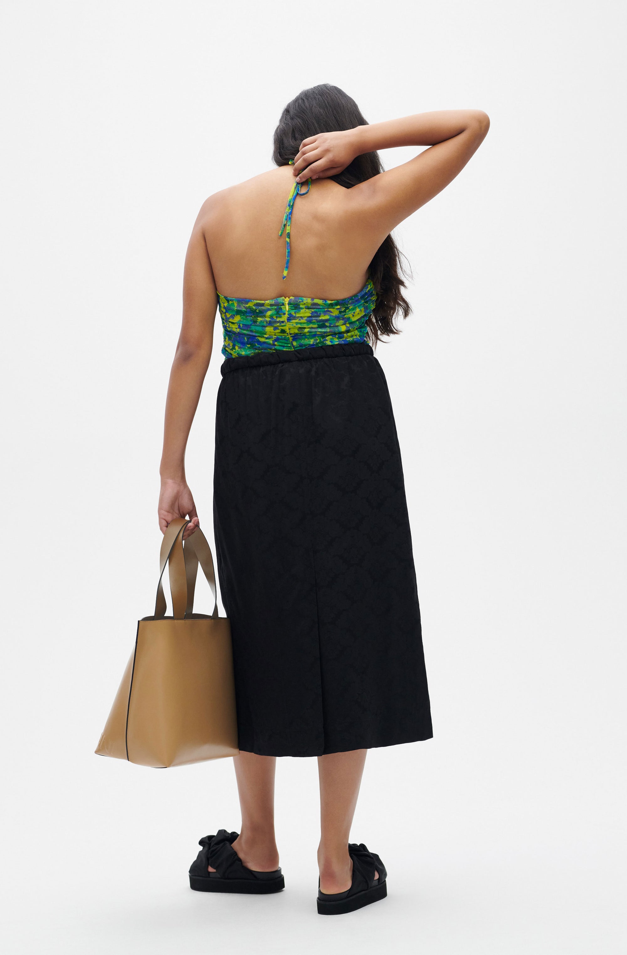 Jupe midi en jacquard - Black