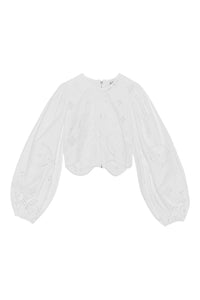 Chemisier court en broderie anglaise - Bright White