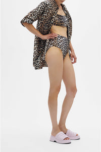 Chemise froncée léger en coton - Leopard