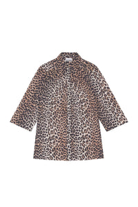 Chemise froncée léger en coton - Leopard